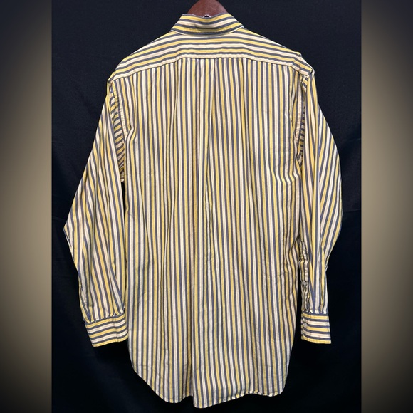 Ralph Lauren Shirt Mens Medium Long Sleeve Cotton Yellow Stripes Collar Classic - Picture 11 of 13